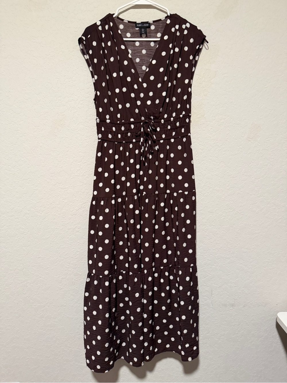 Ruby + Remi Brown Polka Dot Maxi Dress – Size L